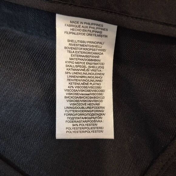 Lauren Ralph Lauren Monogram Linen-Blend Blazer Black Size 6 - Picture 8 of 9